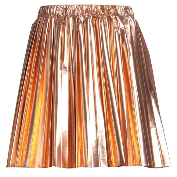Callie Lives Rose Gold Future: Viccolo Accordion Pleated Metallic Mini Skirt OS - Picture 3 of 4